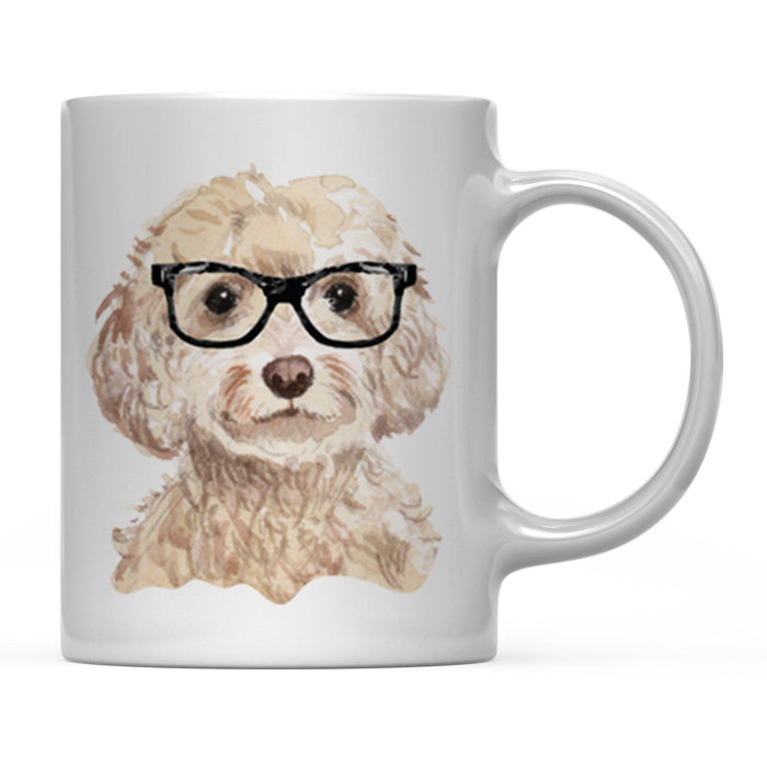 Funny Preppy Dog Art Coffee Mug-Set of 1-Andaz Press-ChampagneCockapoo in Black Glasses-