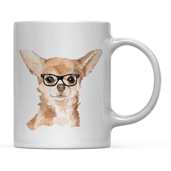 Funny Preppy Dog Art Coffee Mug-Set of 1-Andaz Press-Chihuahua in Black Glasses-