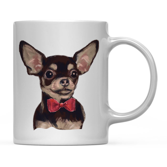 Funny Preppy Dog Art Coffee Mug-Set of 1-Andaz Press-Chihuahua in Red Bow-