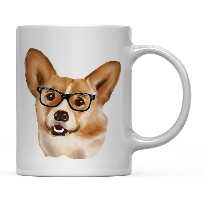 Funny Preppy Dog Art Coffee Mug-Set of 1-Andaz Press-Corgi in Black Glasses-