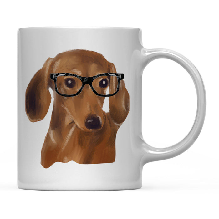 Funny Preppy Dog Art Coffee Mug-Set of 1-Andaz Press-Dachshund in Black Glasses-