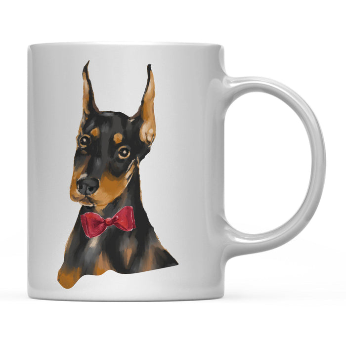 Funny Preppy Dog Art Coffee Mug-Set of 1-Andaz Press-Doberman in Red Bow-