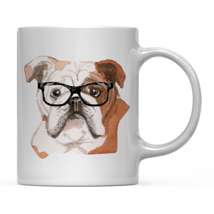 Funny Preppy Dog Art Coffee Mug-Set of 1-Andaz Press-English Bulldog in Black Glasses-