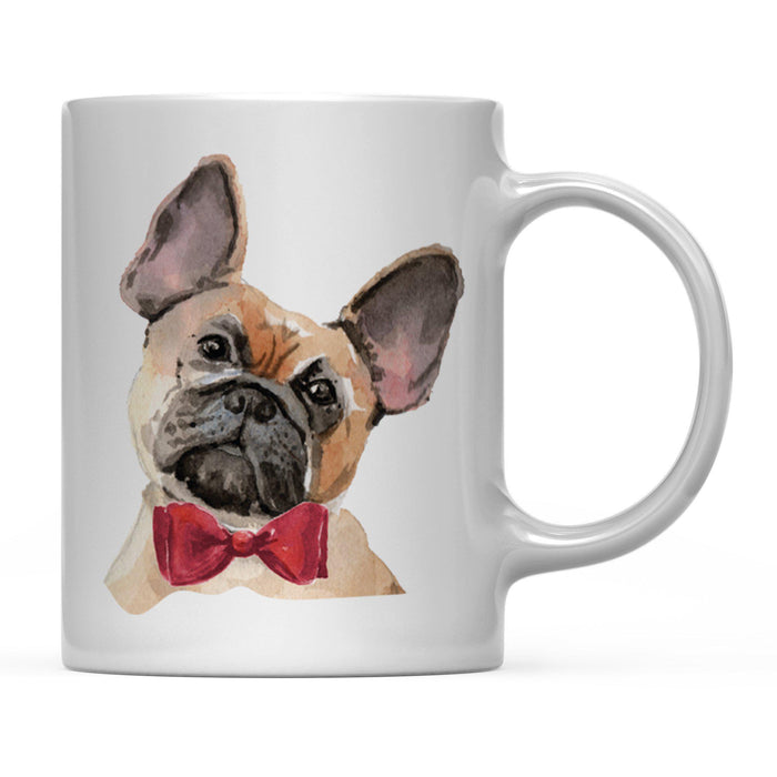 Funny Preppy Dog Art Coffee Mug-Set of 1-Andaz Press-French Bulldog in Red Bow-