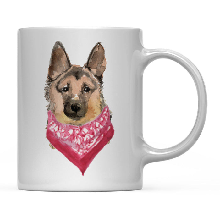 Funny Preppy Dog Art Coffee Mug-Set of 1-Andaz Press-German Shepherd in Red Scarf-