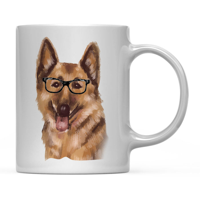 Funny Preppy Dog Art Coffee Mug-Set of 1-Andaz Press-German Shephred In Black Glasses-