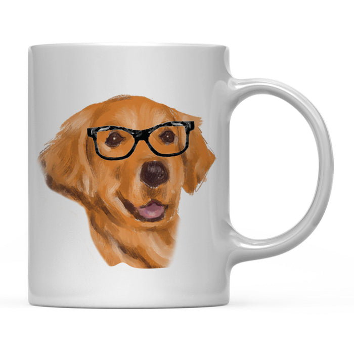 Funny Preppy Dog Art Coffee Mug-Set of 1-Andaz Press-Golden-Retriever in Black Glasses-