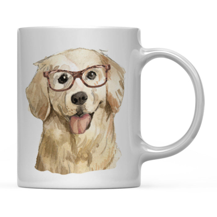 Funny Preppy Dog Art Coffee Mug-Set of 1-Andaz Press-Golden Retriever in Brown Glasses-