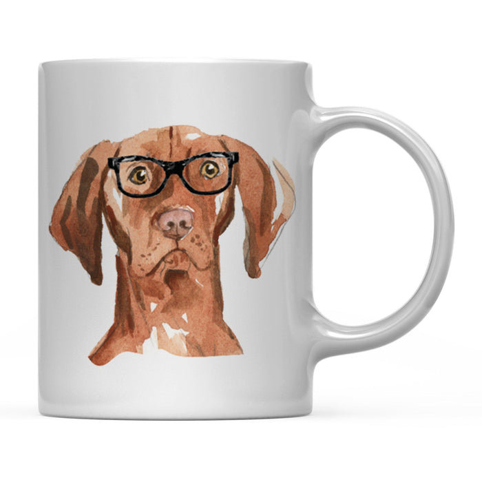 Funny Preppy Dog Art Coffee Mug-Set of 1-Andaz Press-Hungarian Vizsla in Black Glasses-