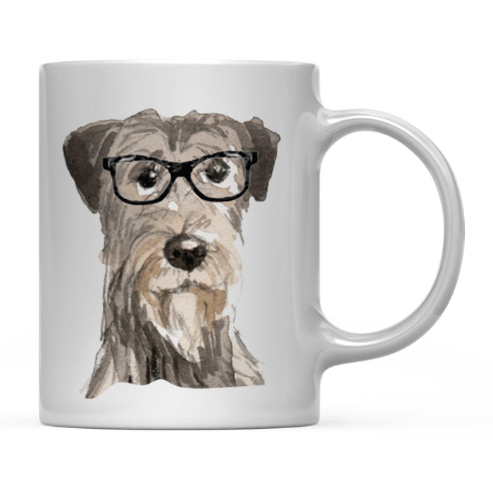 Funny Preppy Dog Art Coffee Mug-Set of 1-Andaz Press-Irish Wolf Hound in Black Glasses-