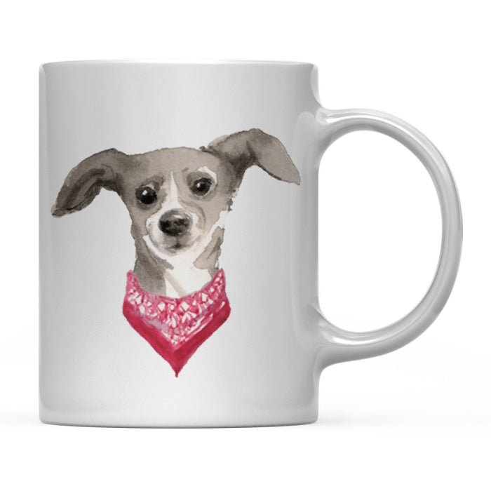 Funny Preppy Dog Art Coffee Mug-Set of 1-Andaz Press-Italian Greyhound in Red Scarf-