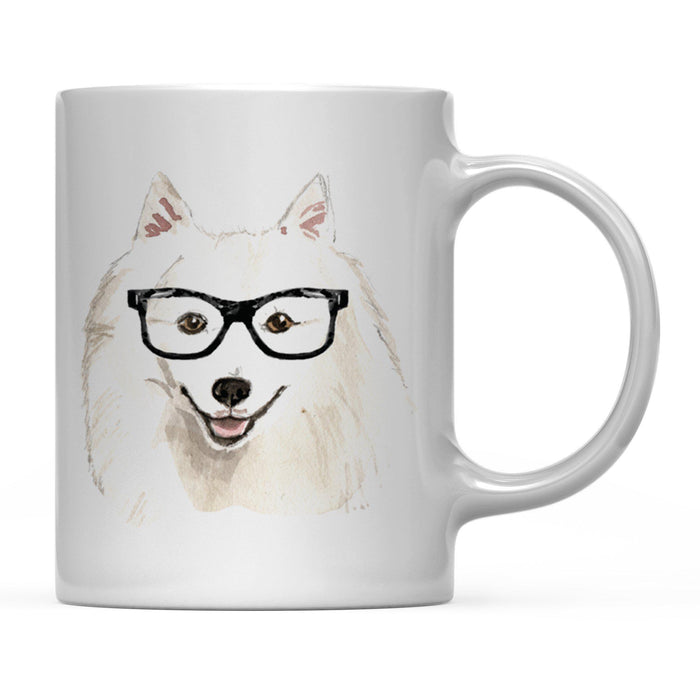 Funny Preppy Dog Art Coffee Mug-Set of 1-Andaz Press-Japanese Spitz in Black Glasses-