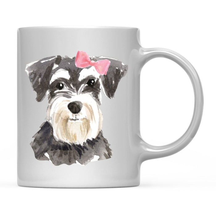 Funny Preppy Dog Art Coffee Mug-Set of 1-Andaz Press-Miniature Schnauzer in Pink Bow-