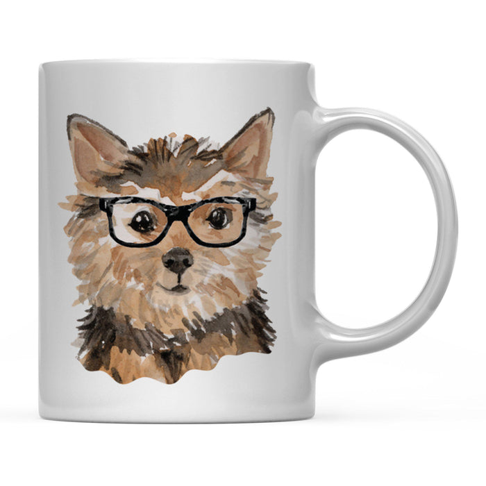 Funny Preppy Dog Art Coffee Mug-Set of 1-Andaz Press-Norfolk Terrier in Black Glasses-