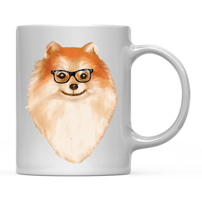 Funny Preppy Dog Art Coffee Mug-Set of 1-Andaz Press-Pomeranian in Black Glasses-