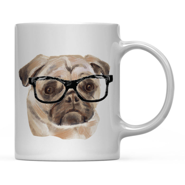 Funny Preppy Dog Art Coffee Mug-Set of 1-Andaz Press-Pug in Black Glasses-