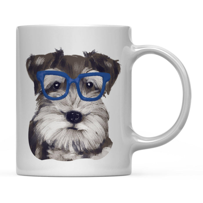 Funny Preppy Dog Art Coffee Mug-Set of 1-Andaz Press-Schnauzer in Blue Glasses-