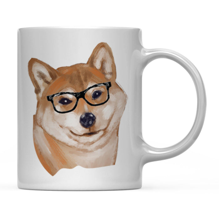 Funny Preppy Dog Art Coffee Mug-Set of 1-Andaz Press-Shiba-Inu in Black Glasses-