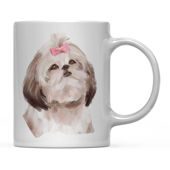 Funny Preppy Dog Art Coffee Mug-Set of 1-Andaz Press-Shihtzu in Pink Bow-