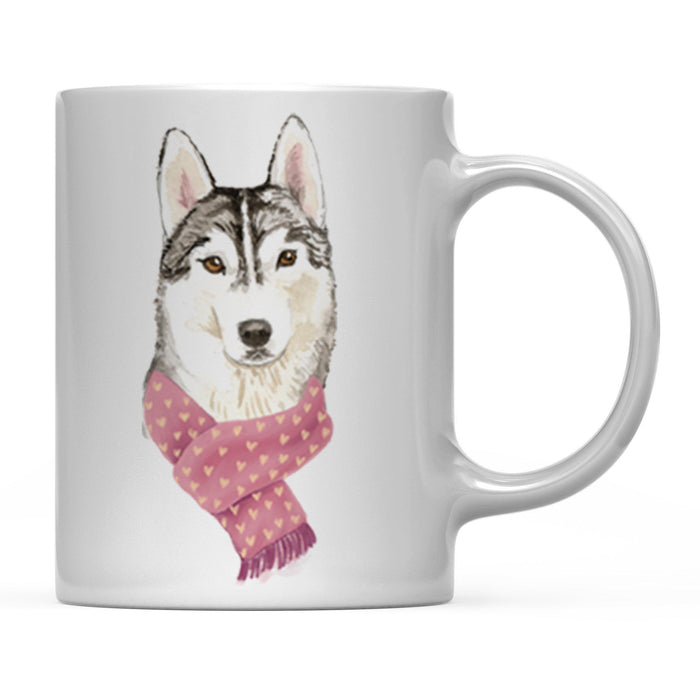Funny Preppy Dog Art Coffee Mug-Set of 1-Andaz Press-Siberian Husky in Red Scarf-
