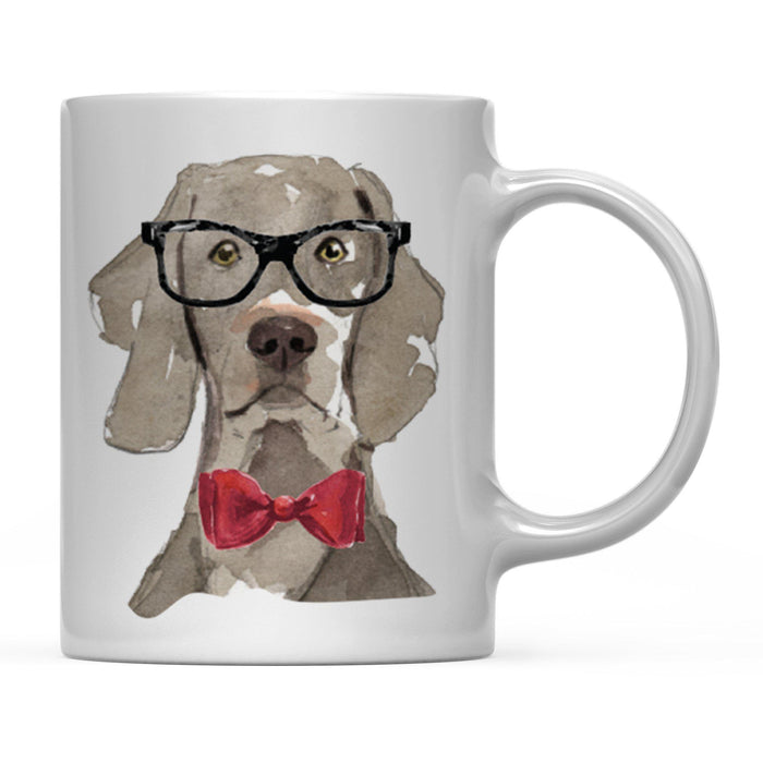 Funny Preppy Dog Art Coffee Mug-Set of 1-Andaz Press-Weimeraner in Black Glasses and Red Bow-