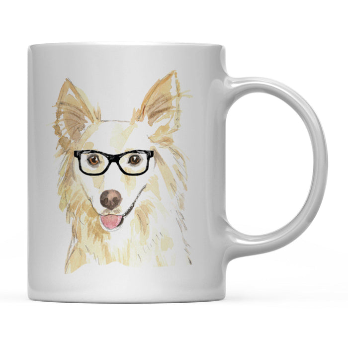 Funny Preppy Dog Art Coffee Mug-Set of 1-Andaz Press-White Collie in Black Glasses-
