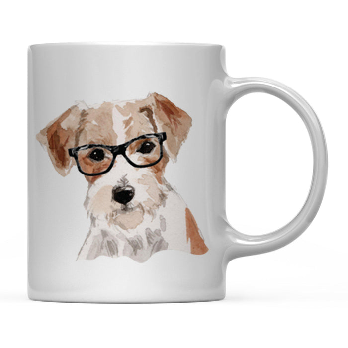 Funny Preppy Dog Art Coffee Mug-Set of 1-Andaz Press-Wire Haired Jack Russell in Black Glasses-