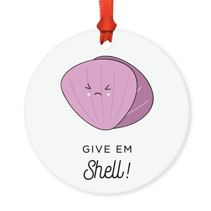 Funny Pun Round MDF Wood Christmas Tree Ornament-Set of 1-Andaz Press-Duck-