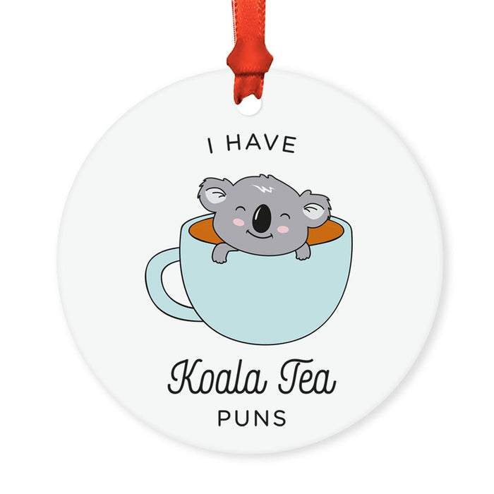 Funny Pun Round MDF Wood Christmas Tree Ornament-Set of 1-Andaz Press-Duck-