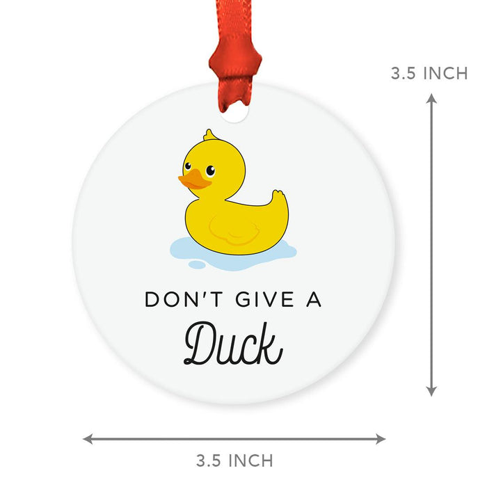 Funny Pun Round MDF Wood Christmas Tree Ornament-Set of 1-Andaz Press-Duck-