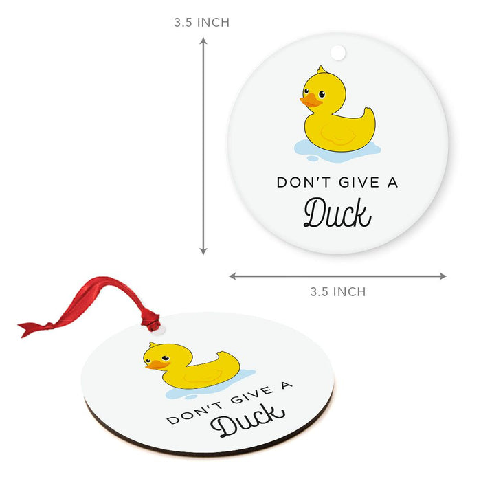 Funny Pun Round MDF Wood Christmas Tree Ornament-Set of 1-Andaz Press-Duck-