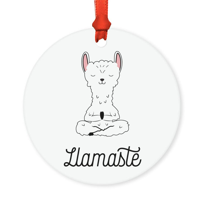 Funny Pun Round MDF Wood Christmas Tree Ornament-Set of 1-Andaz Press-Duck-