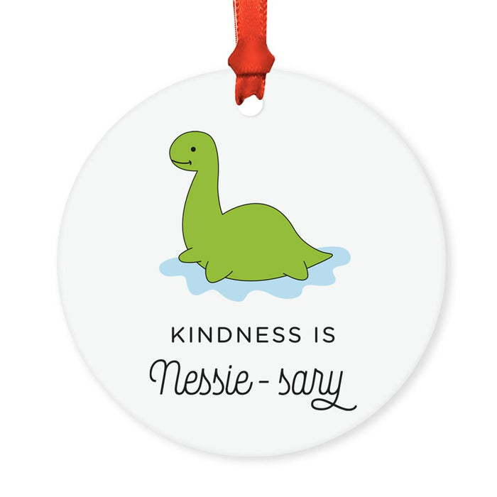 Funny Pun Round MDF Wood Christmas Tree Ornament-Set of 1-Andaz Press-Duck-