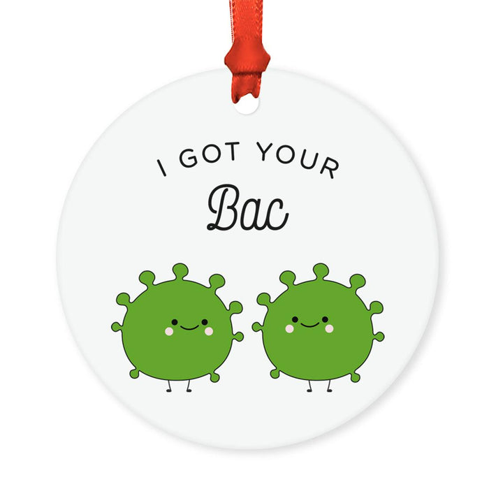 Funny Pun Round MDF Wood Christmas Tree Ornament-Set of 1-Andaz Press-Bacteria-