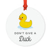 Funny Pun Round MDF Wood Christmas Tree Ornament-Set of 1-Andaz Press-Duck-