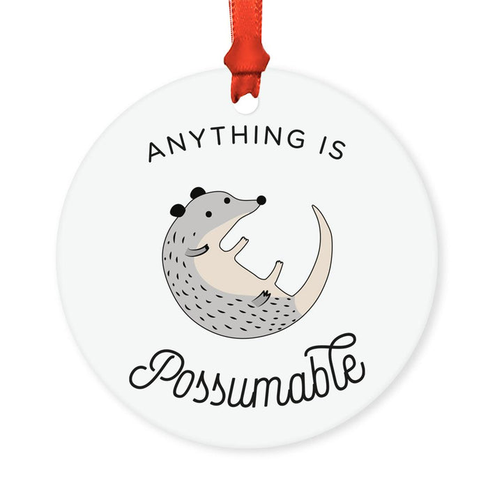 Funny Pun Round MDF Wood Christmas Tree Ornament-Set of 1-Andaz Press-Possumable-