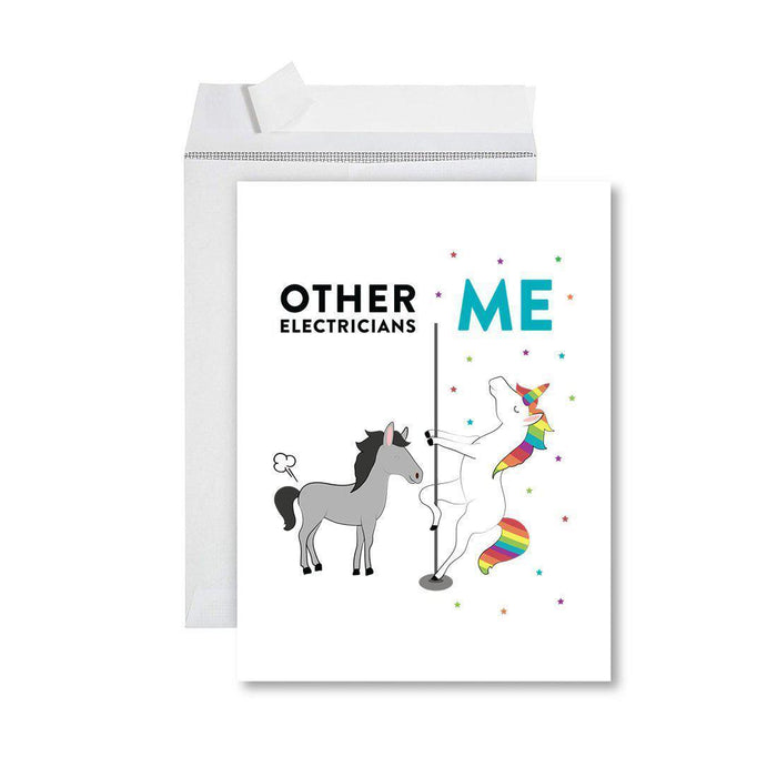 Funny Quirky All Occasion Jumbo Card, Horse Unicorn, Blank Greeting Card with Envelope, Design 1-Set of 1-Andaz Press-Architects-