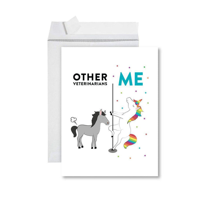 Funny Quirky All Occasion Jumbo Card, Horse Unicorn, Blank Greeting Card with Envelope, Design 1-Set of 1-Andaz Press-Architects-