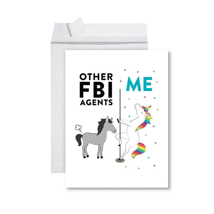 Funny Quirky All Occasion Jumbo Card, Horse Unicorn, Blank Greeting Card with Envelope, Design 1-Set of 1-Andaz Press-Architects-
