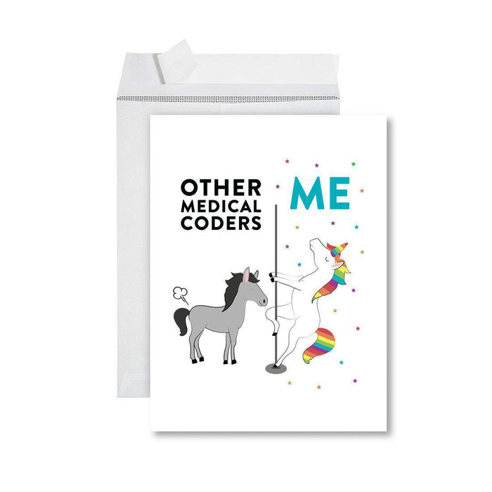 Funny Quirky All Occasion Jumbo Card, Horse Unicorn, Blank Greeting Card with Envelope, Design 1-Set of 1-Andaz Press-Architects-