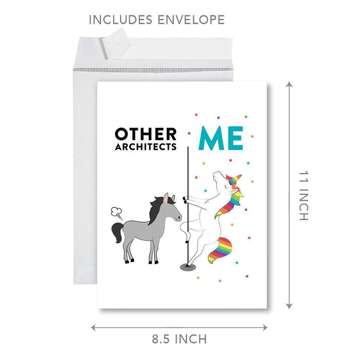 Funny Quirky All Occasion Jumbo Card, Horse Unicorn, Blank Greeting Card with Envelope, Design 1-Set of 1-Andaz Press-Architects-