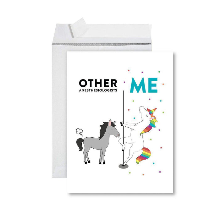 Funny Quirky All Occasion Jumbo Card, Horse Unicorn, Blank Greeting Card with Envelope, Design 1-Set of 1-Andaz Press-Anesthesiologists-