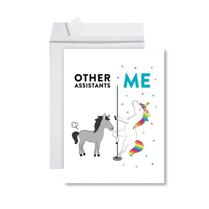Funny Quirky All Occasion Jumbo Card, Horse Unicorn, Blank Greeting Card with Envelope, Design 1-Set of 1-Andaz Press-Assistants-