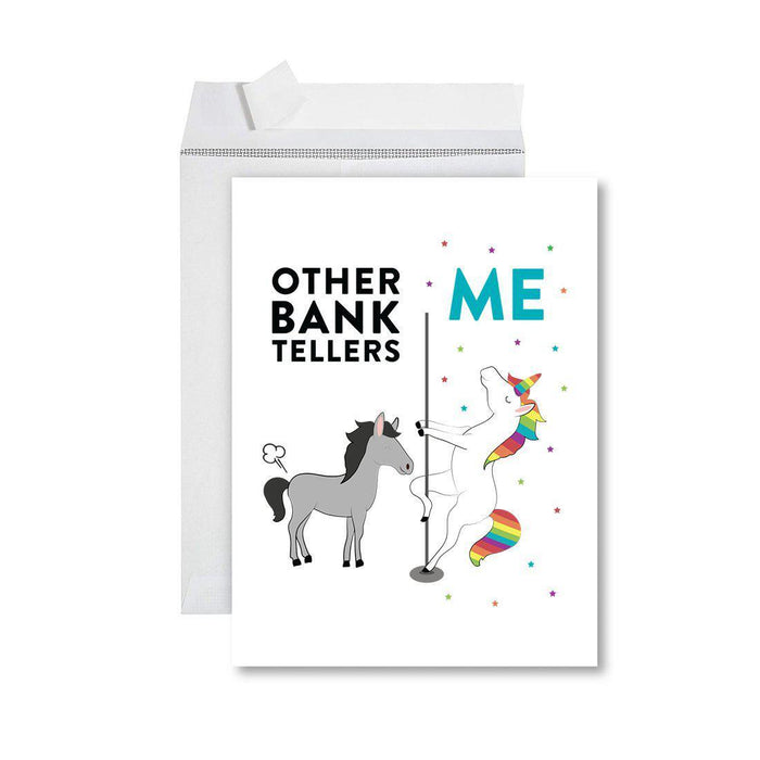 Funny Quirky All Occasion Jumbo Card, Horse Unicorn, Blank Greeting Card with Envelope, Design 1-Set of 1-Andaz Press-Bank Tellers-