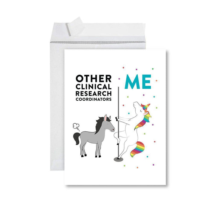 Funny Quirky All Occasion Jumbo Card, Horse Unicorn, Blank Greeting Card with Envelope, Design 1-Set of 1-Andaz Press-Clinical Research Coordinators-