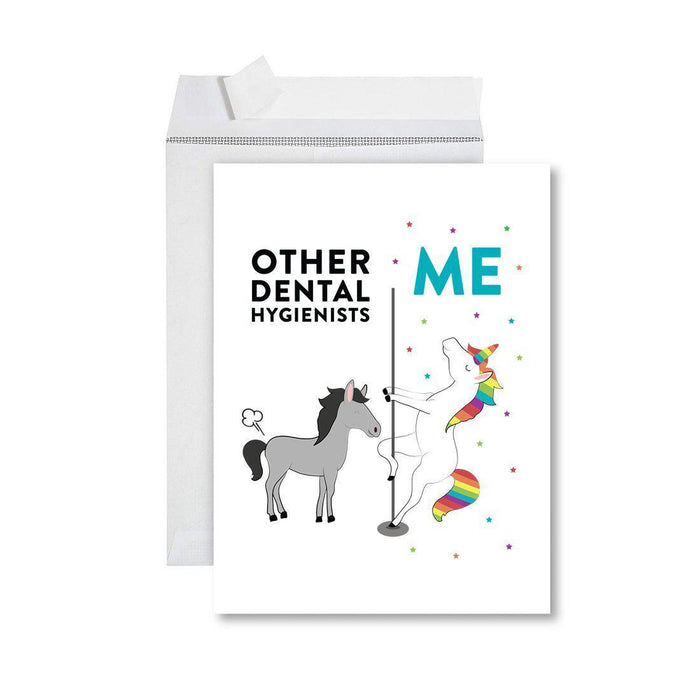 Funny Quirky All Occasion Jumbo Card, Horse Unicorn, Blank Greeting Card with Envelope, Design 1-Set of 1-Andaz Press-Dental Hygienists-