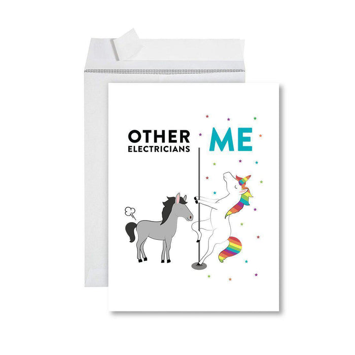 Funny Quirky All Occasion Jumbo Card, Horse Unicorn, Blank Greeting Card with Envelope, Design 1-Set of 1-Andaz Press-Electricians-