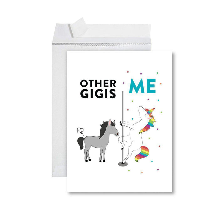 Funny Quirky All Occasion Jumbo Card, Horse Unicorn, Blank Greeting Card with Envelope, Design 1-Set of 1-Andaz Press-Gigis-