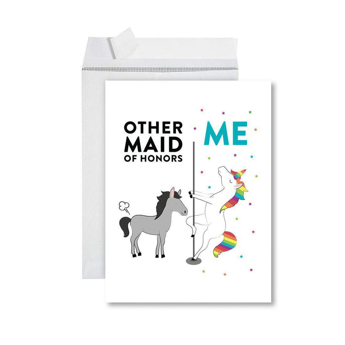 Funny Quirky All Occasion Jumbo Card, Horse Unicorn, Blank Greeting Card with Envelope, Design 1-Set of 1-Andaz Press-Maid of Honors-