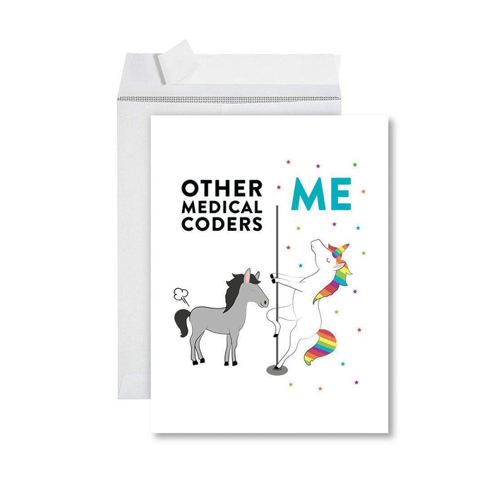Funny Quirky All Occasion Jumbo Card, Horse Unicorn, Blank Greeting Card with Envelope, Design 1-Set of 1-Andaz Press-Medical Coders-